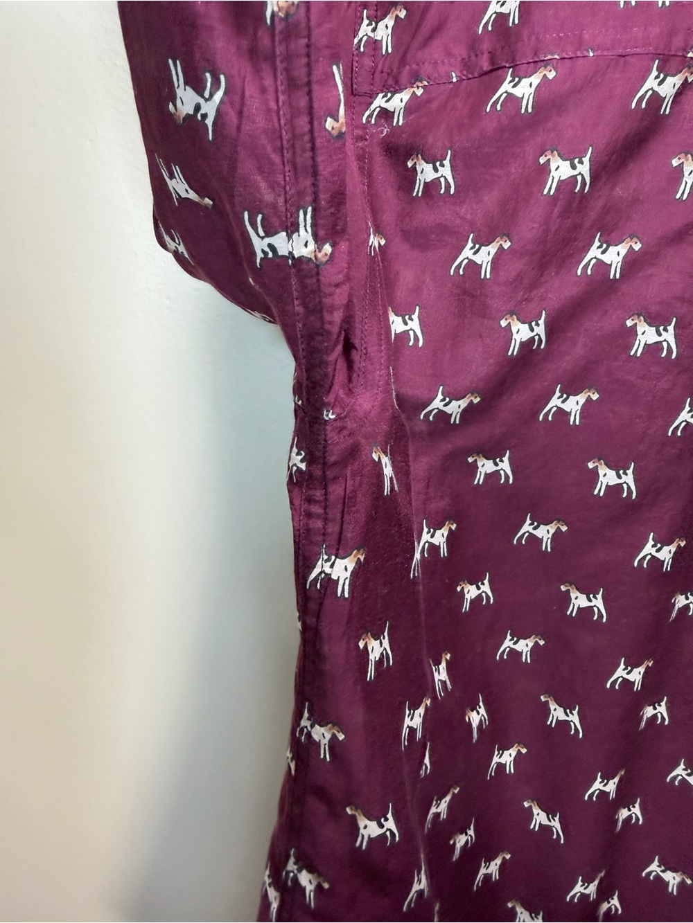 J. Crew cotton & silk Burgundy Long-Sleeve Button-Up Shirt with Dog Print - Picture 7 of 9